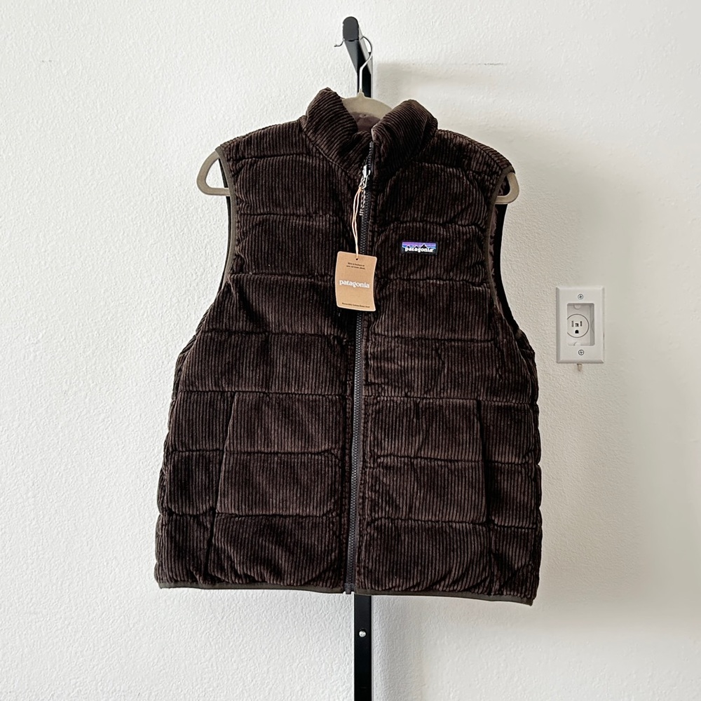 Patagonia Reversible Cotton Down Vest Brown, Women S, Men XS, New with Tag